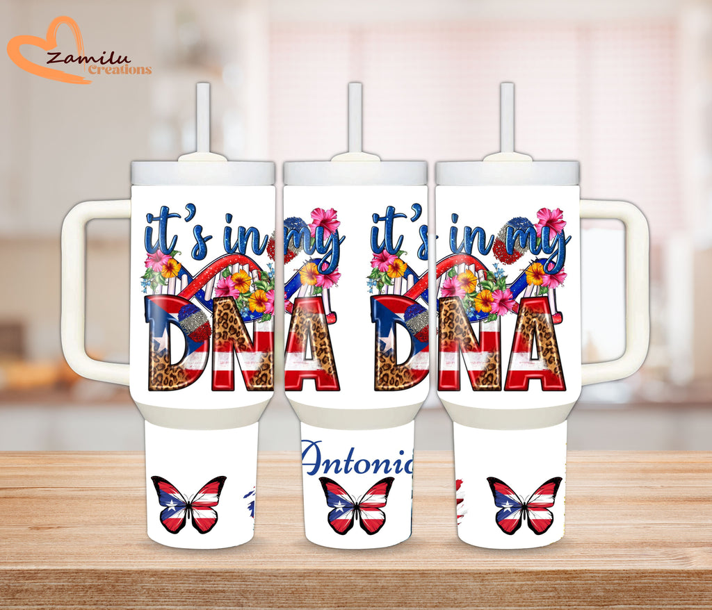 30Oz - 40 oz personalized tumbler with handle, Puerto Rico