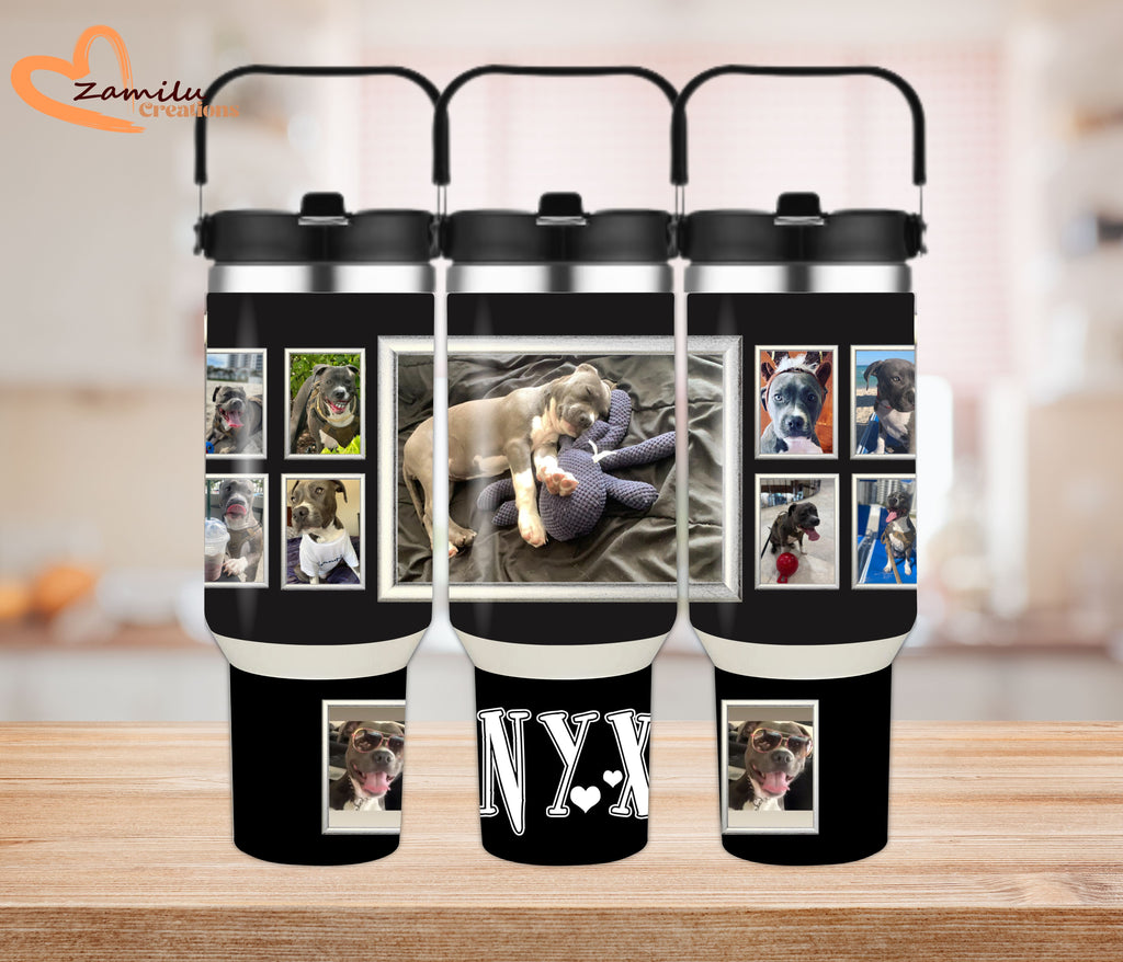 Custom Pet Photo Tumbler – 30 oz Personalized Dog Lover Water Bottle