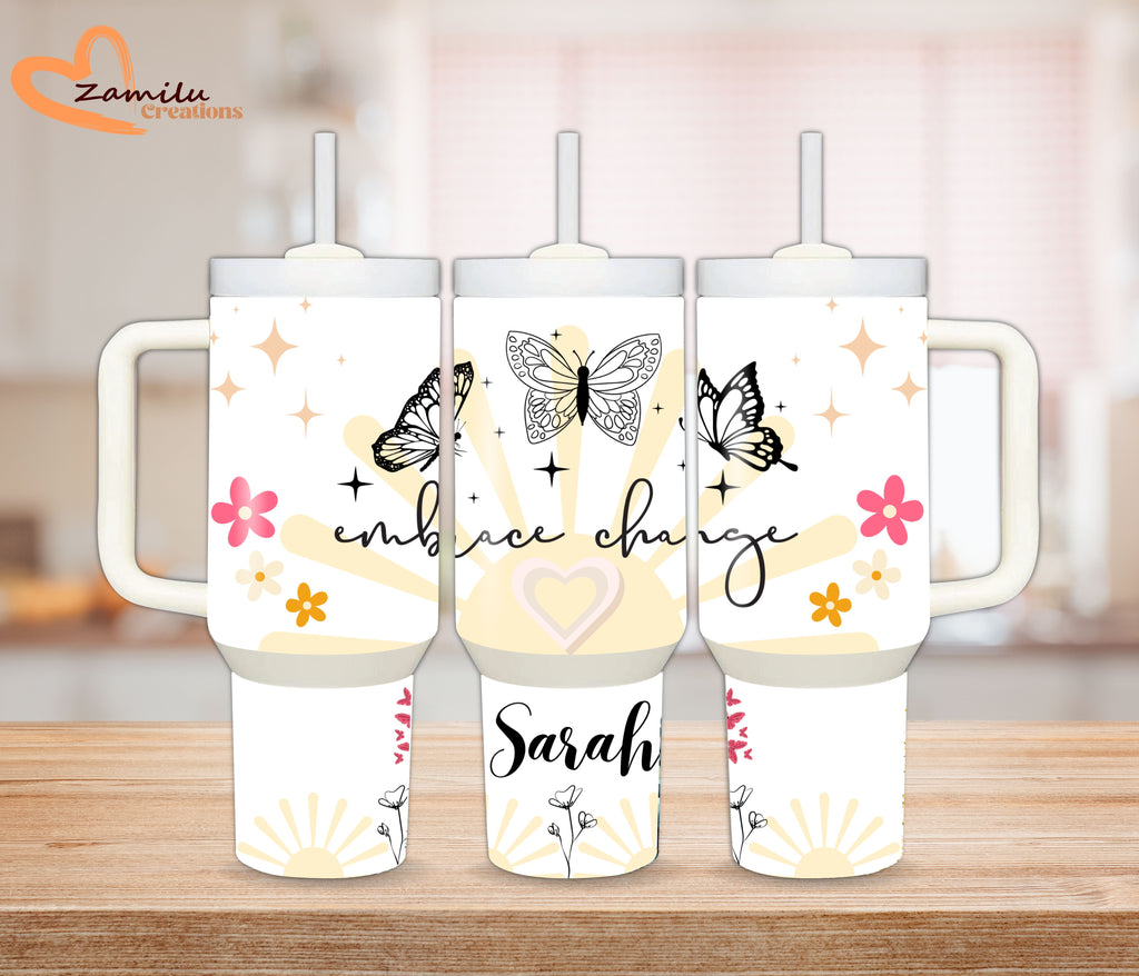 30oz - 40oz Personalized Tumbler, embrace change - Mental Health
