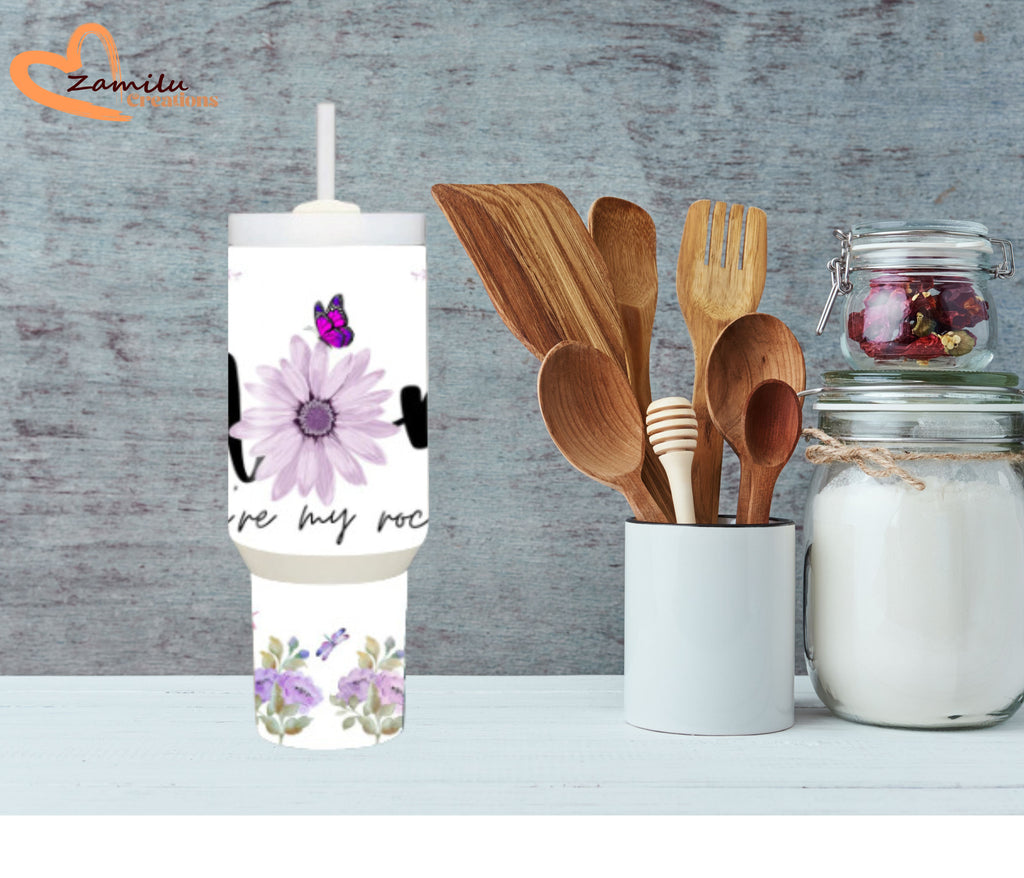 MOM affirmation tumbler, purple flowers tumbler, personalized name tumbler, 3040 Oz custom tumbler, Personalized 30 Oz Tumbler, Grandma gift