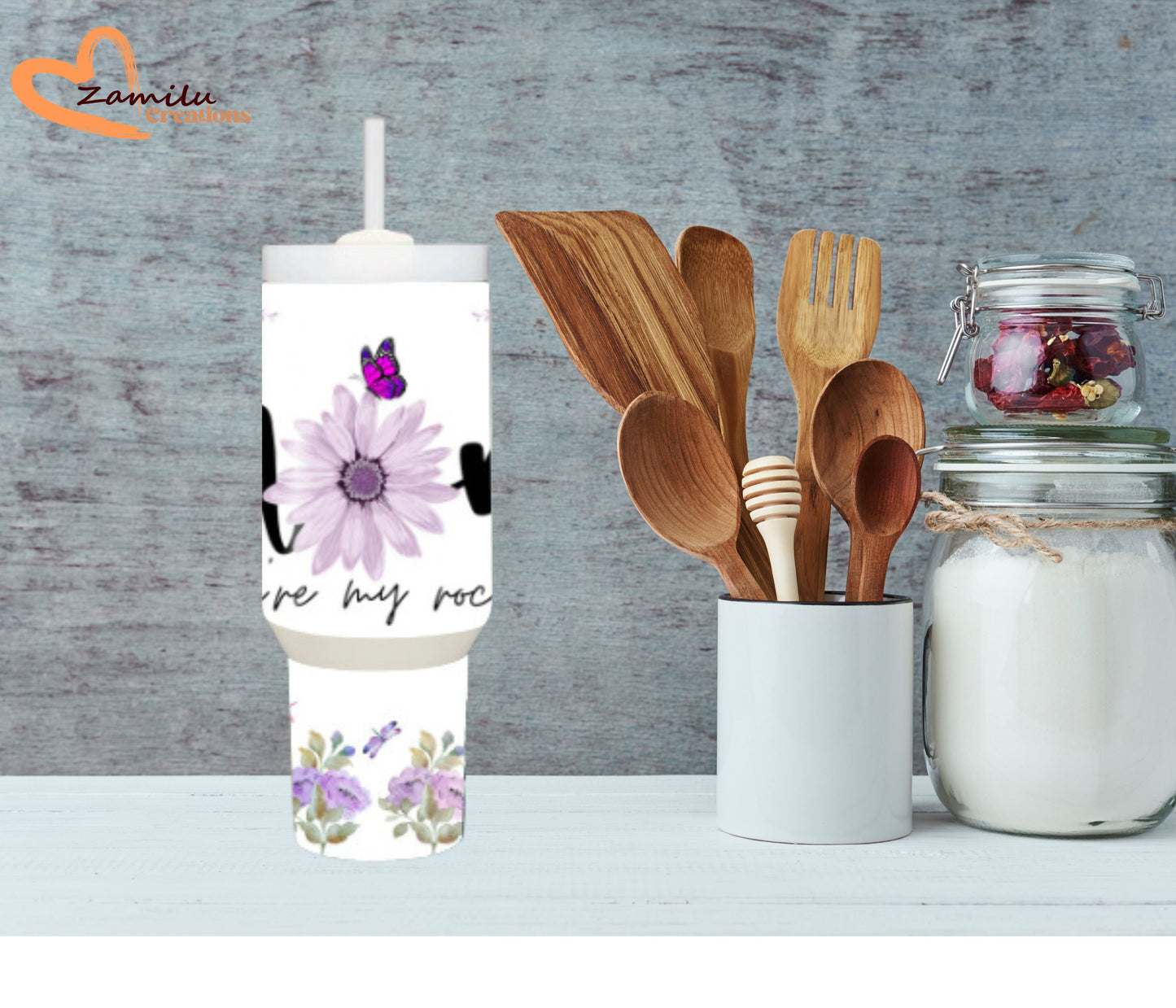 MOM affirmation tumbler, purple flowers tumbler, personalized name tumbler, 3040 Oz custom tumbler, Personalized 30 Oz Tumbler, Grandma gift