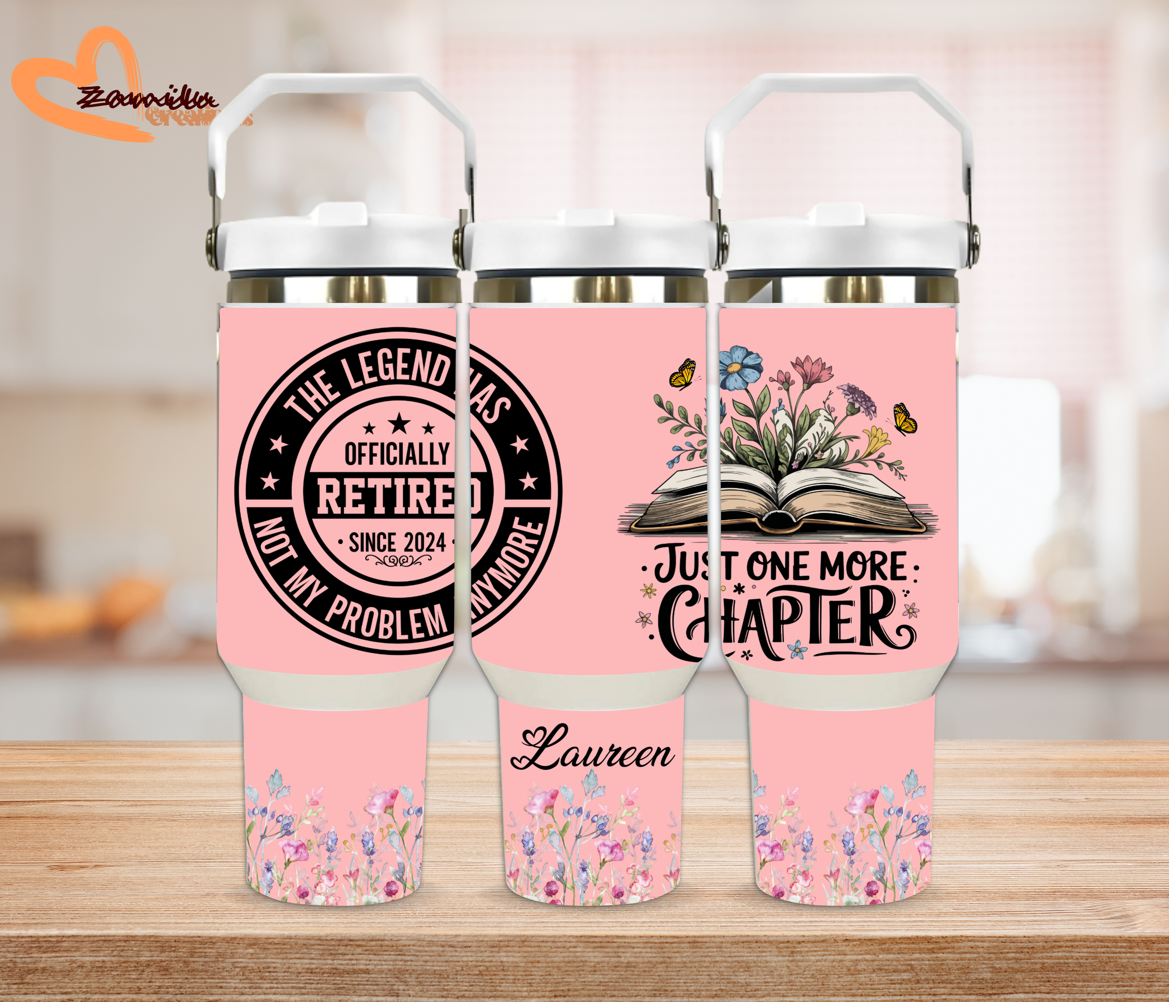 Personalized Retirement Tumbler for Women – “Just One More Chapter” Stainless Steel Water Bottle, Custom Retirement Gift