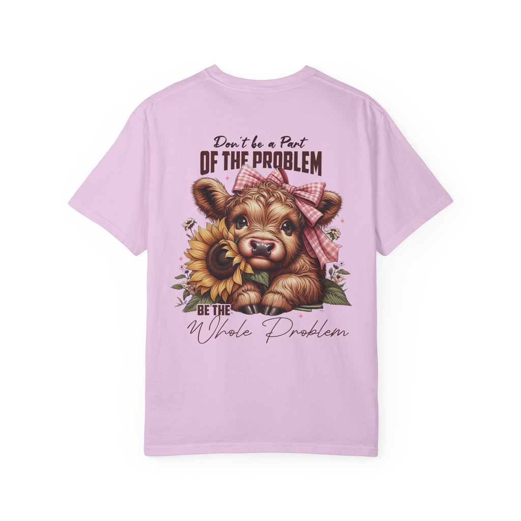 Vintage Cow T-Shirt – “Be the Whole Problem” Sunflower Graphic Tee