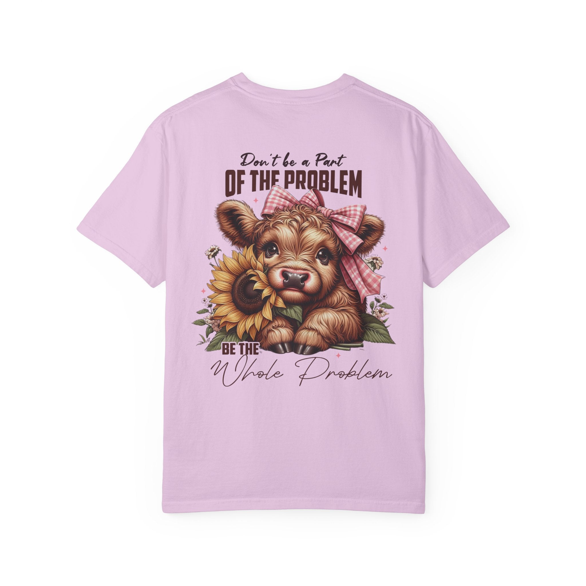 Vintage Cow T-Shirt – “Be the Whole Problem” Sunflower Graphic Tee