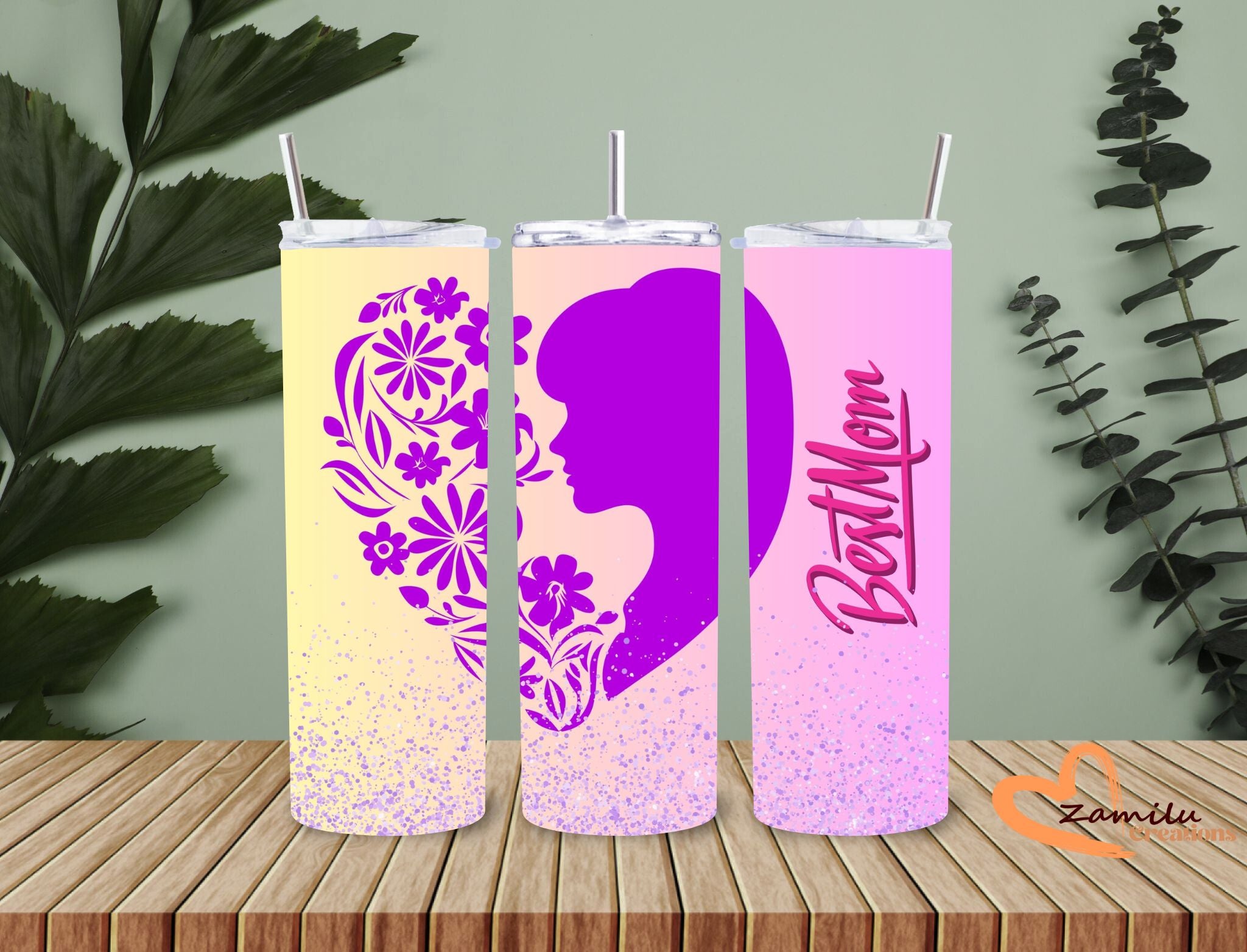 Best MOM!!! 20 oz Flowers  Tumbler