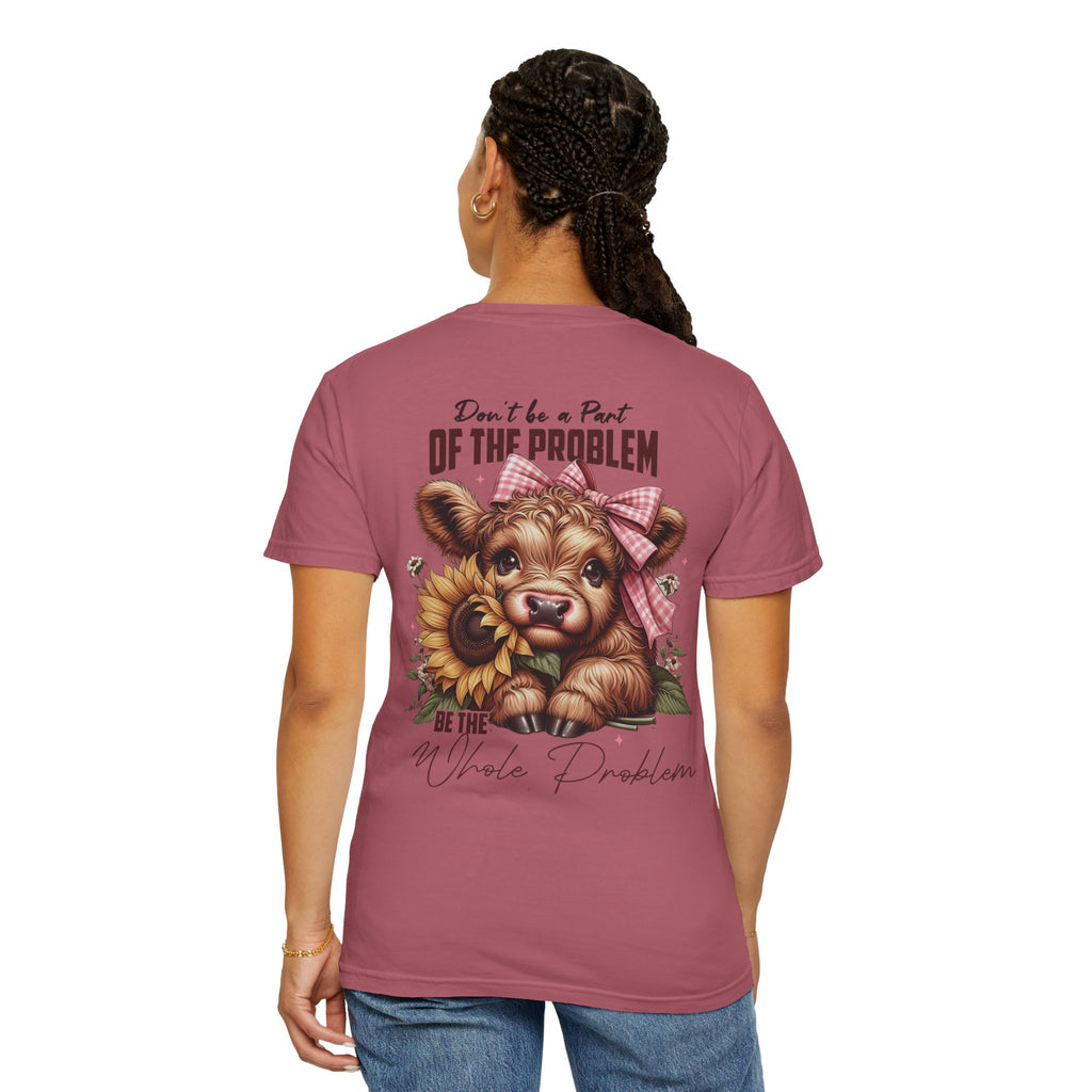 Vintage Cow T-Shirt – “Be the Whole Problem” Sunflower Graphic Tee
