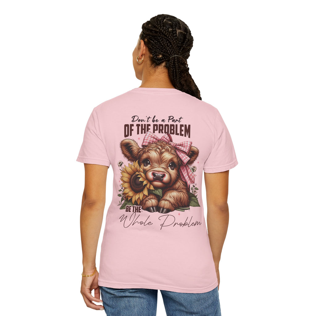 Vintage Cow T-Shirt – “Be the Whole Problem” Sunflower Graphic Tee