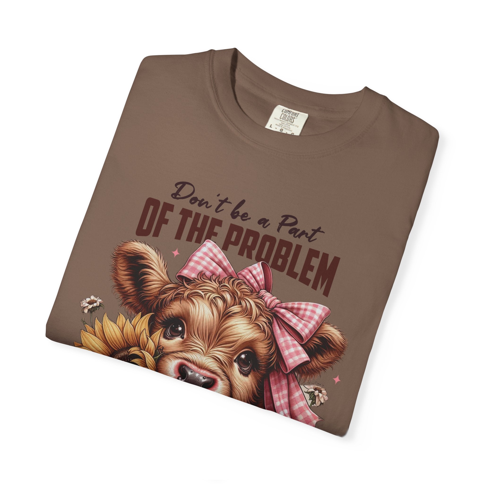 Vintage Cow T-Shirt – “Be the Whole Problem” Sunflower Graphic Tee