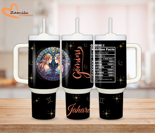 30 oz - 40 oz Personalized Tumbler, Zodiac Sign