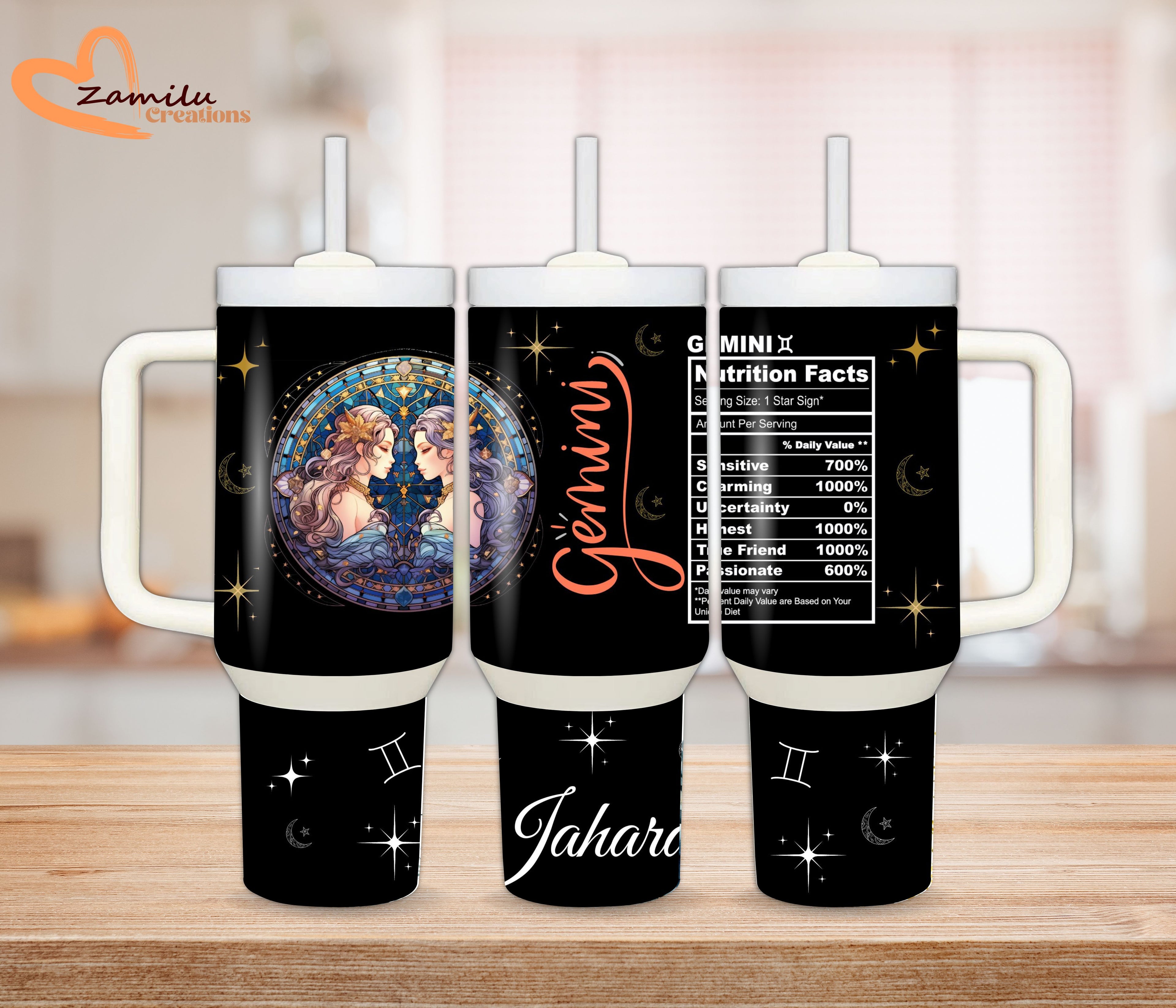 30 oz - 40 oz Personalized Tumbler, Zodiac Sign