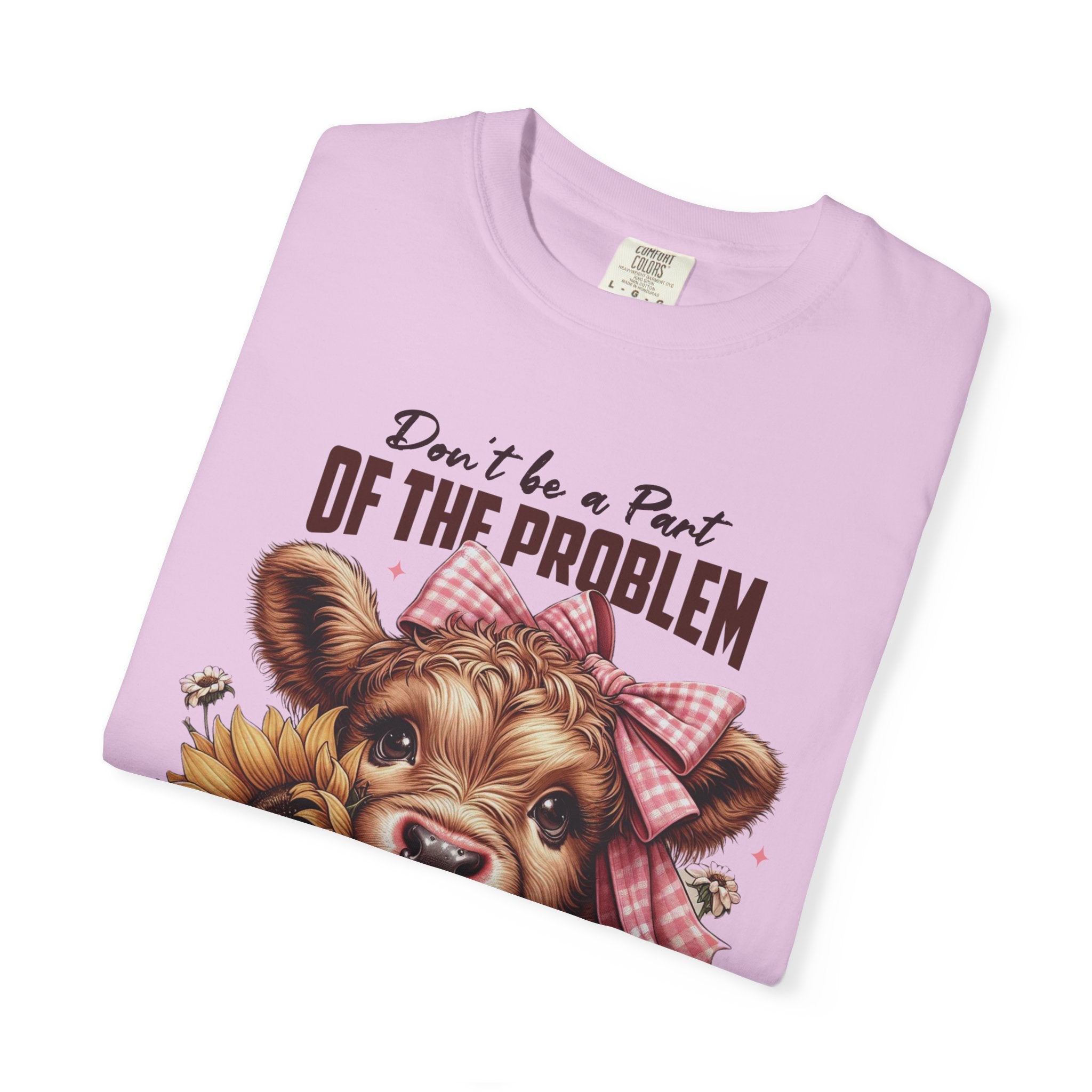 Vintage Cow T-Shirt – “Be the Whole Problem” Sunflower Graphic Tee