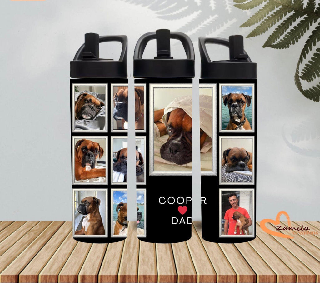 Personalized Pet Photo Water Bottle: Custom Dog/Cat Lover Gift, 20 oz travel tumbler