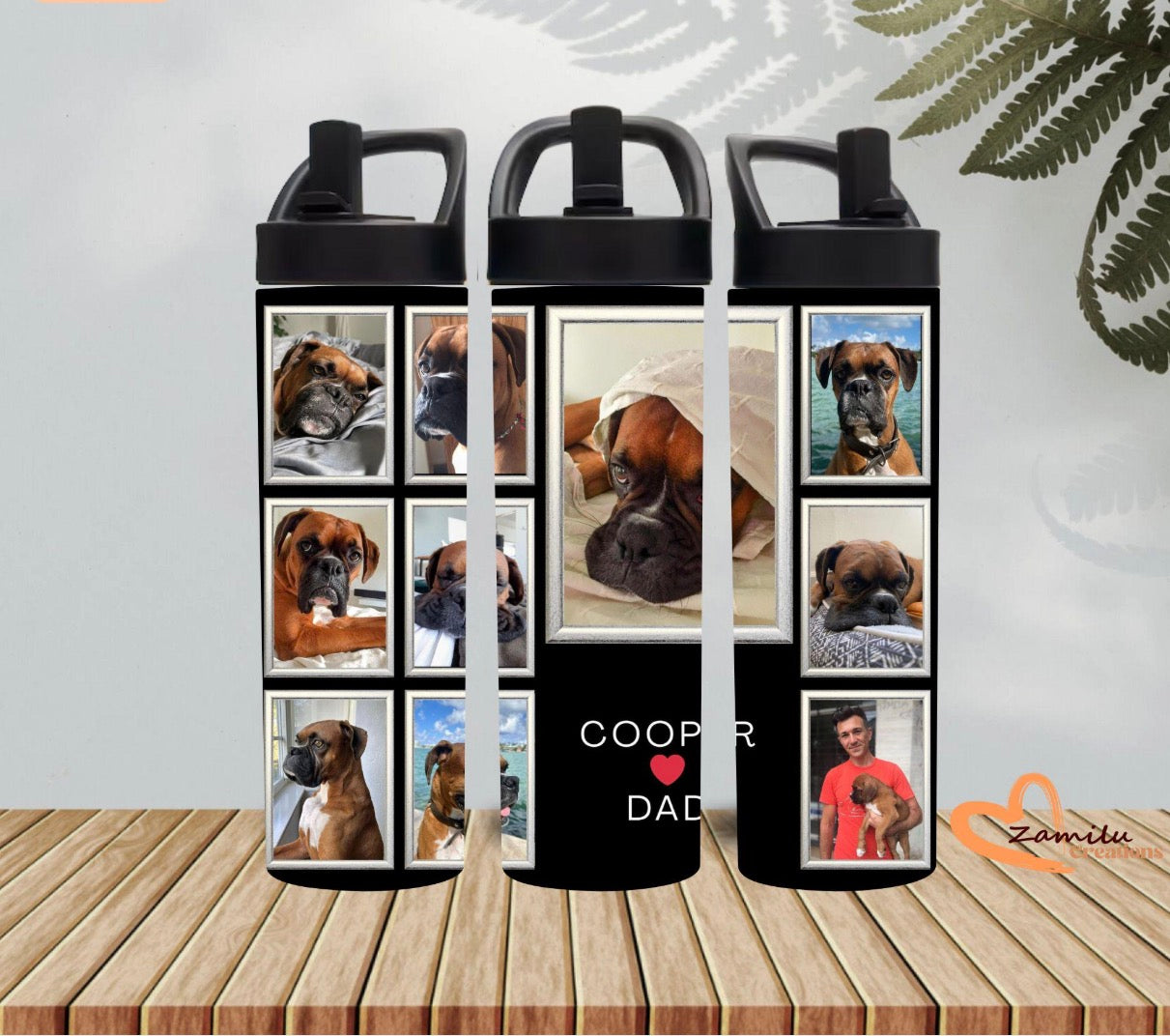 Personalized Pet Photo Water Bottle: Custom Dog/Cat Lover Gift, 20 oz travel tumbler