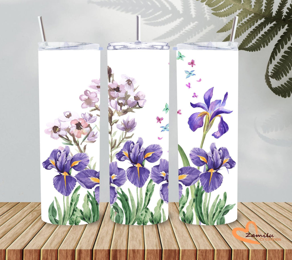 Purple Bloom Tumbler – 20 Oz Floral Design 🌿💜