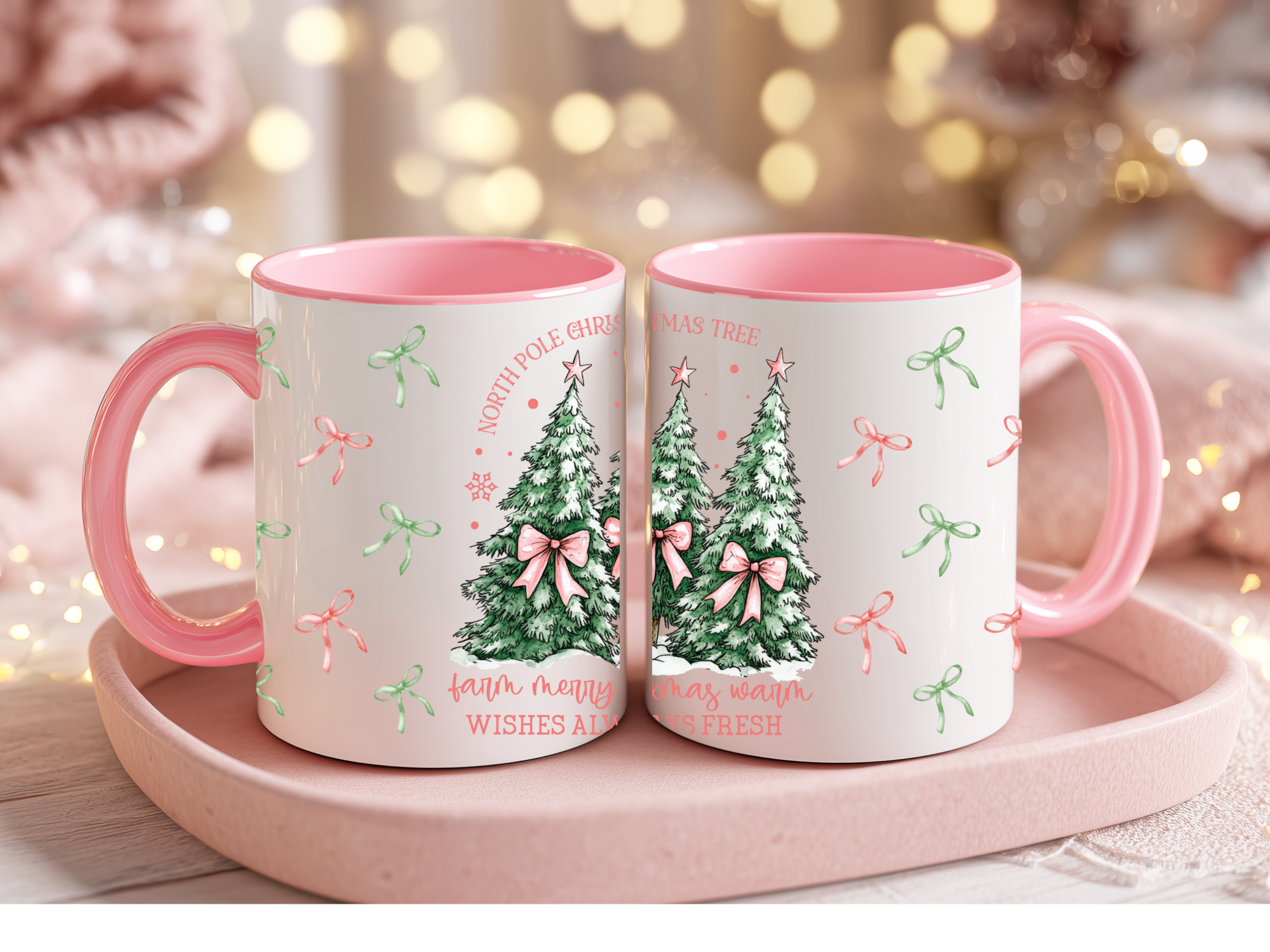 Pink Christmas Tree Mug – Cute Holiday Coffee Cup (11oz or 15oz)