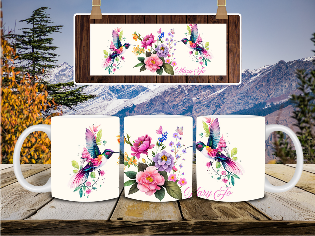 Personalized Floral & Butterfly Stainless Steel Mug – 16 oz Custom Name Mug