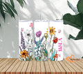 Personalized Floral Butterfly Tumbler – Custom Name Wildflower Cup, 20oz Stainless Steel Insulated Tumbler, Gift for Her