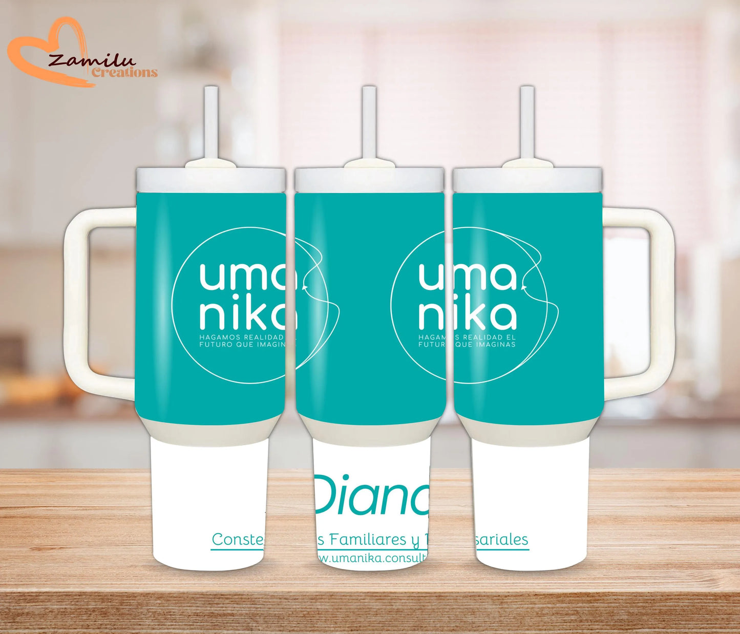 Personalized Business Logo Tumbler – Custom 30 oz & Straw; 40 oz Stainless Steel Cup with Handle & Straw, Corporate Branded Drinkware