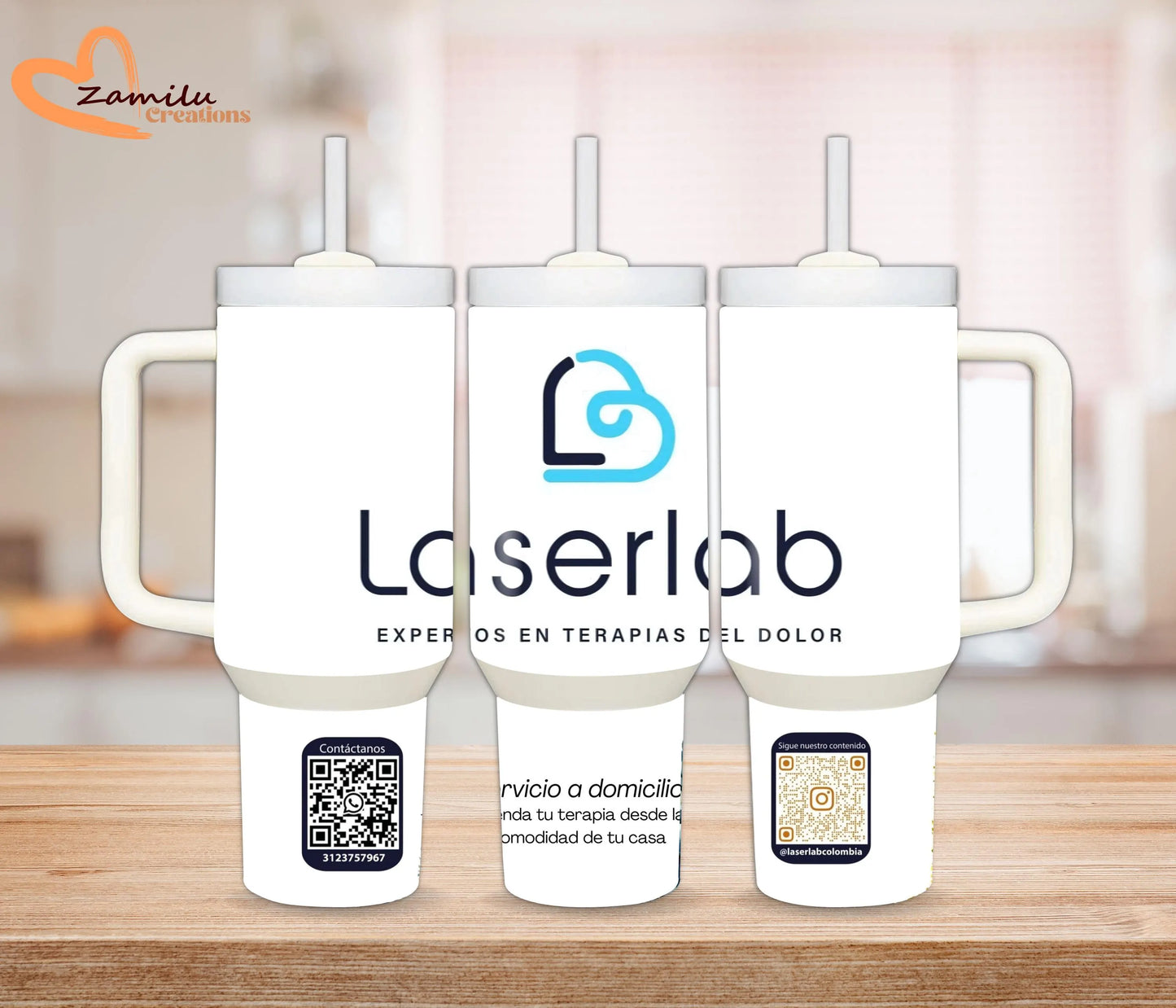 Personalized Business Logo Tumbler – Custom 30 oz & Straw; 40 oz Stainless Steel Cup with Handle & Straw, Corporate Branded Drinkware