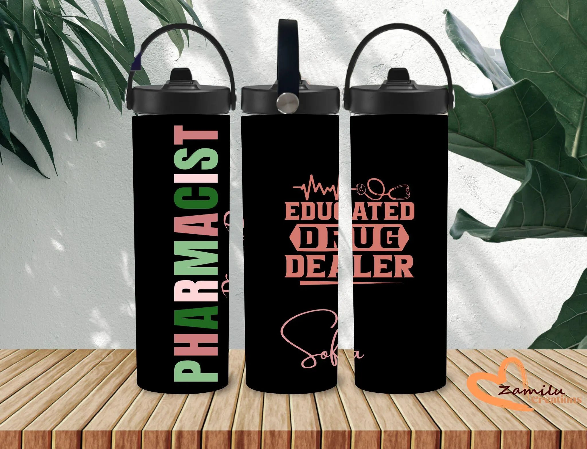 Pharmacist Tumbler 20oz | Educated Drug Dealer Cup | Custom Name Pharmacy Gift | Funny Pharmacist Gift | Pharmacy Tech Gift