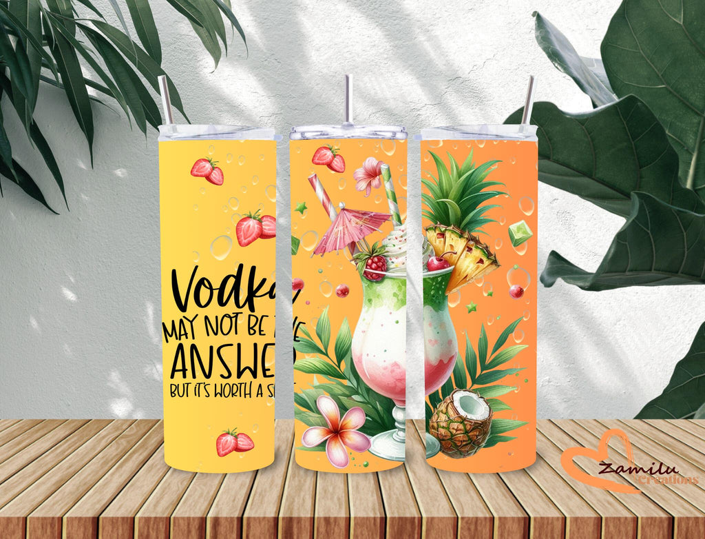 Personalized Vodka Tumbler – 20 oz Funny Fruit Cocktail Cup with Straw