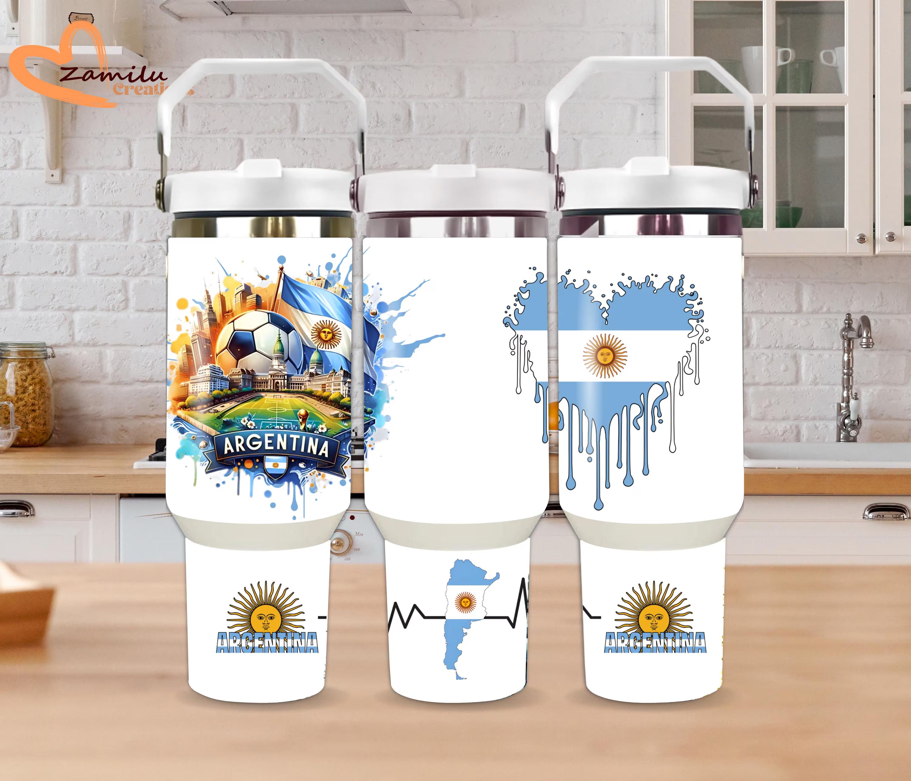 Argentina Soccer Tumbler 30oz, Personalized Stainless Steel Cup, Custom Name Argentina Cup, World Cup Fan Gift, football gift