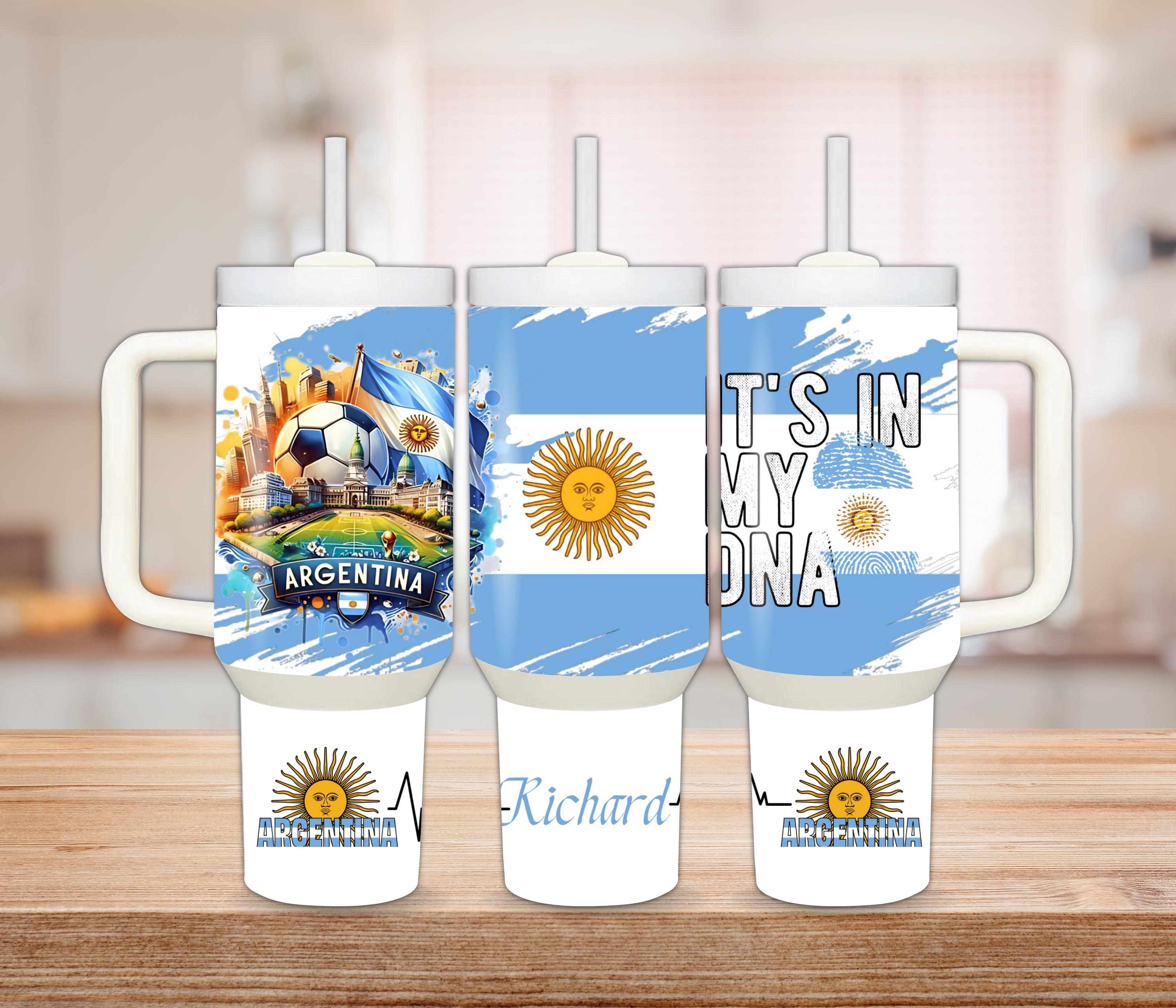 Personalized Argentina Soccer Tumbler: Stainless Steel Fan Cup, Argentinian Gift, World Cup Champion Gift, bebedero personalizado