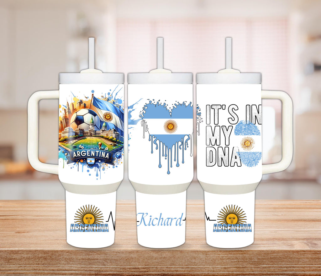 Personalized Argentina Soccer Tumbler: Stainless Steel Fan Cup, Argentinian Gift, World Cup Champion Gift, bebedero personalizado