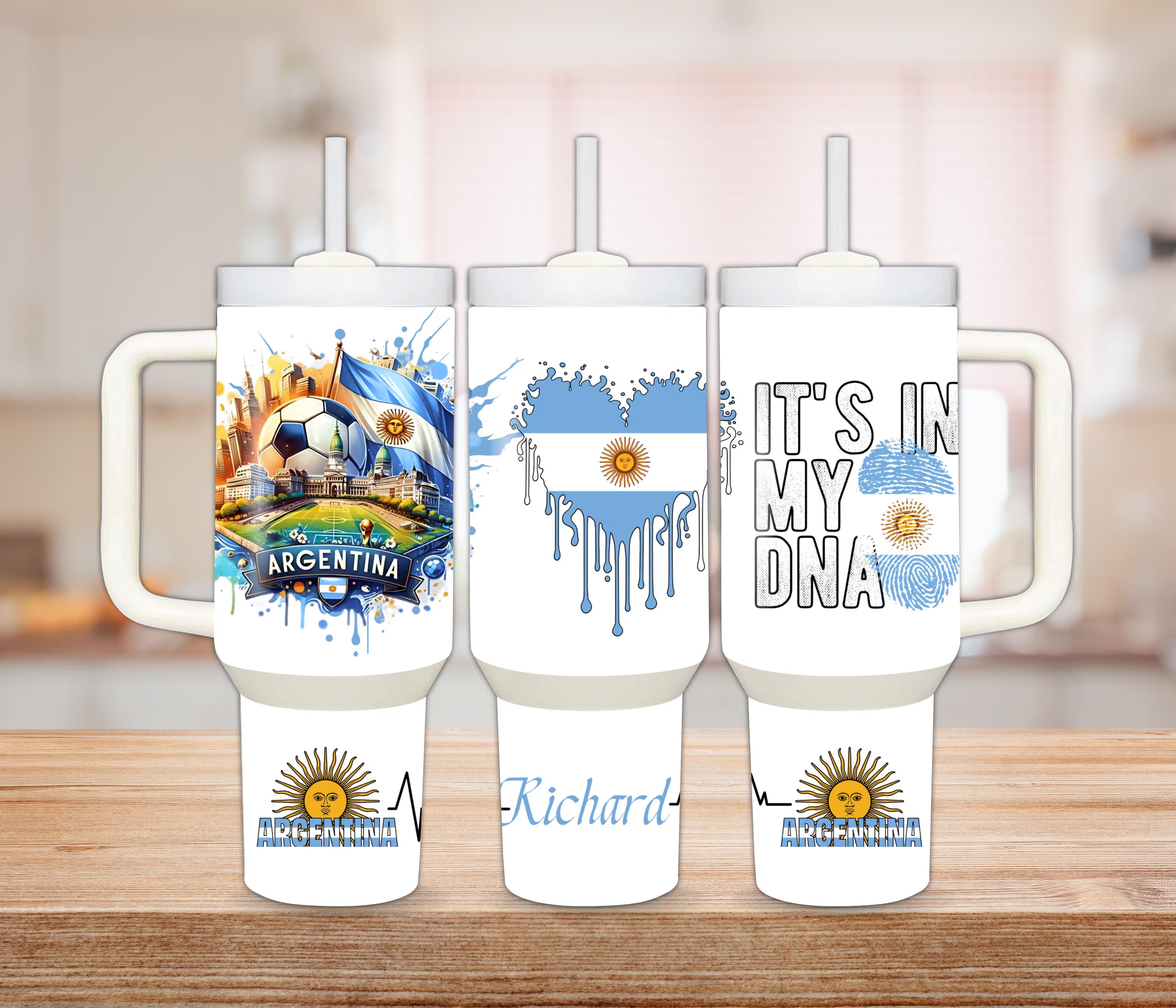 Personalized Argentina Soccer Tumbler: Stainless Steel Fan Cup, Argentinian Gift, World Cup Champion Gift, bebedero personalizado