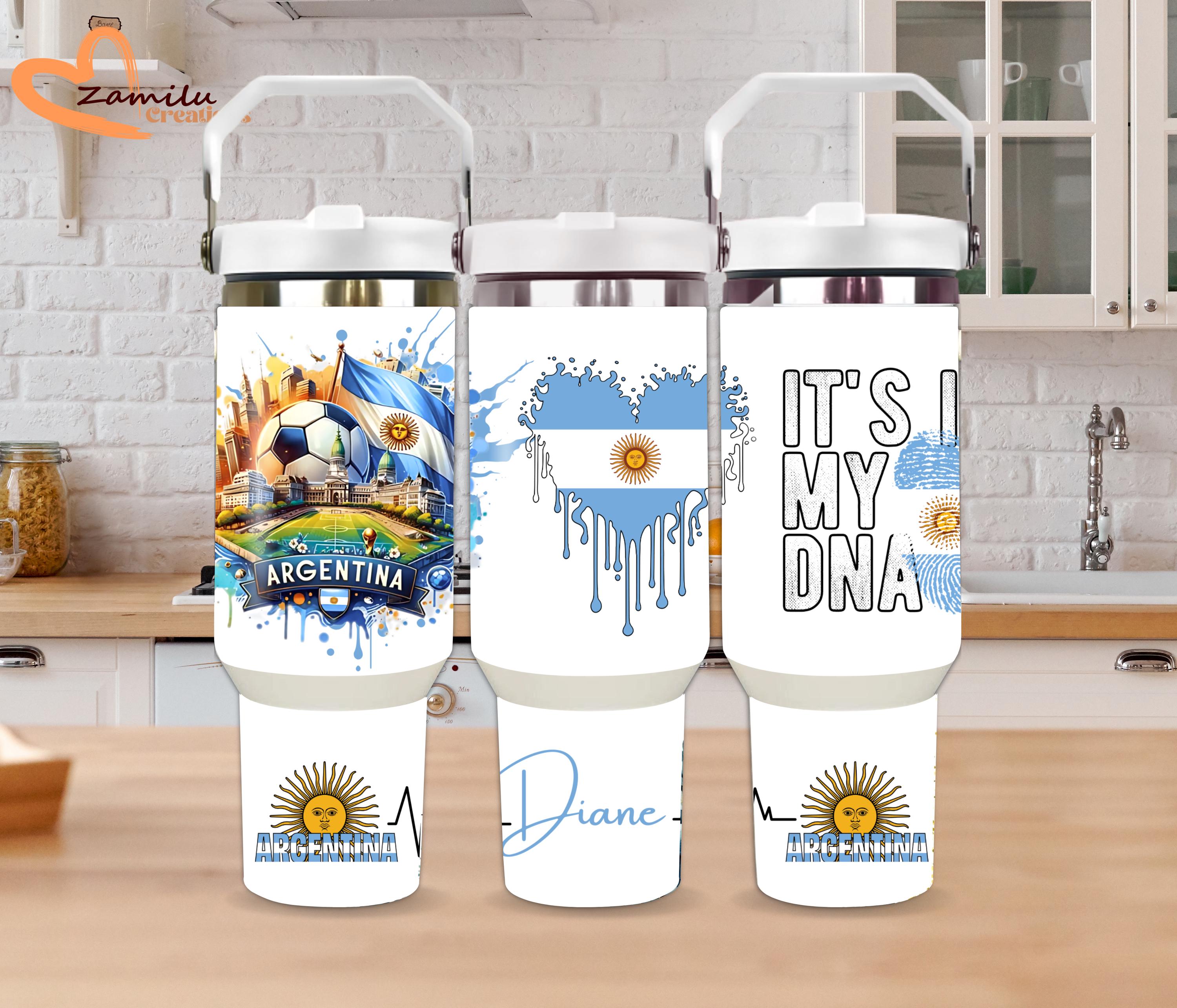 Argentina Soccer Tumbler 30oz, Personalized Stainless Steel Cup, Custom Name Argentina Cup, World Cup Fan Gift, football gift