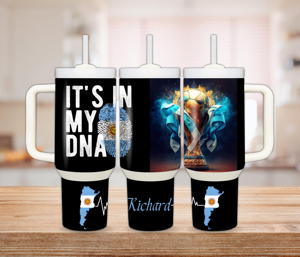 Personalized Argentina Soccer Tumbler: Stainless Steel Fan Cup, Argentinian Gift, World Cup Champion Gift, bebedero personalizado