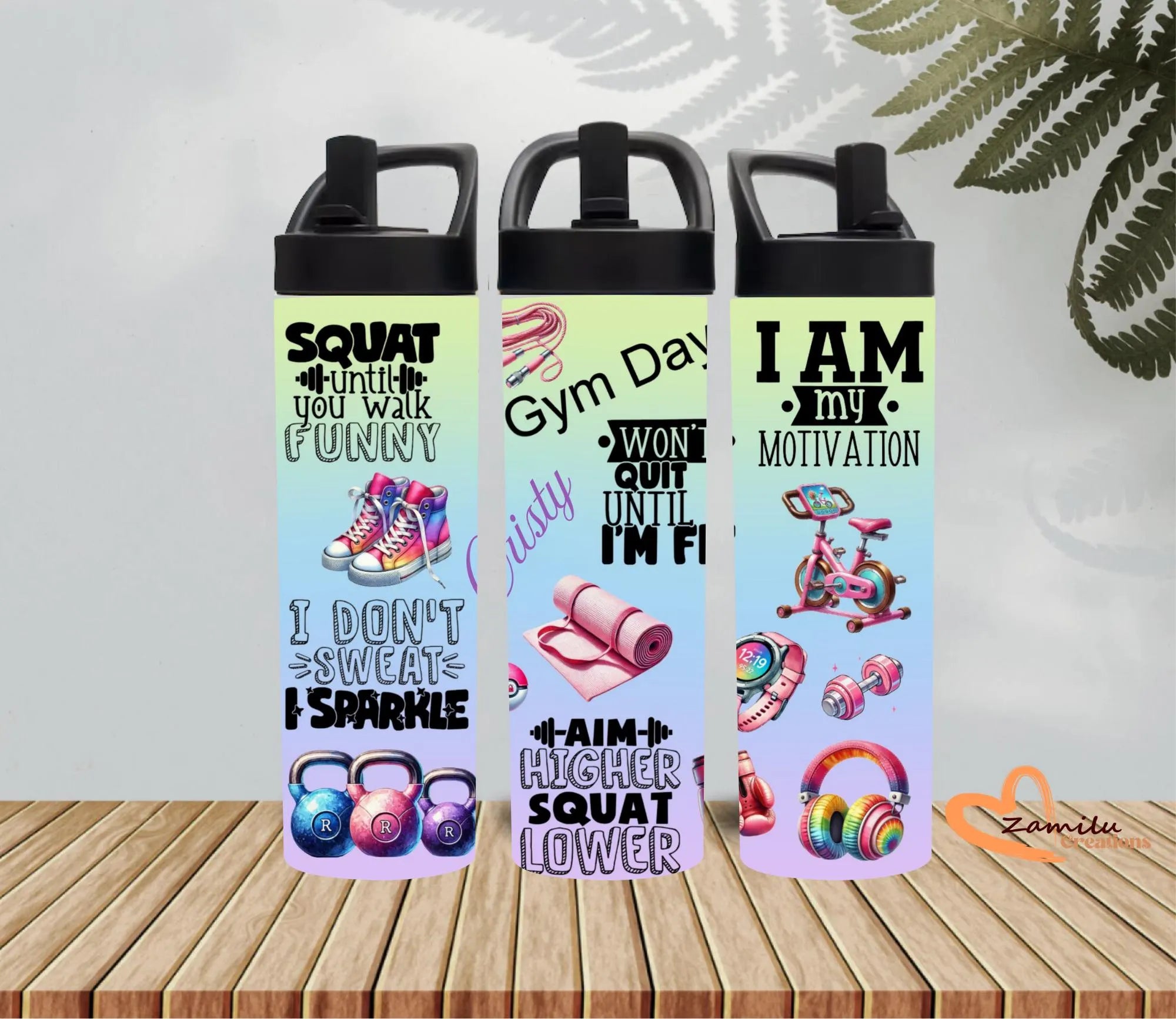 Motivational Gym Tumbler with Straw Lid | Personalized Fitness Water Bottle | Workout Quotes Cup | Gym Lover Gift | Custom Name Tumbler 20oz