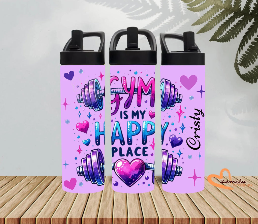 Motivational Gym Tumbler with Straw Lid | Personalized Fitness Water Bottle | Workout Quotes Cup | Gym Lover Gift | Custom Name Tumbler 20oz