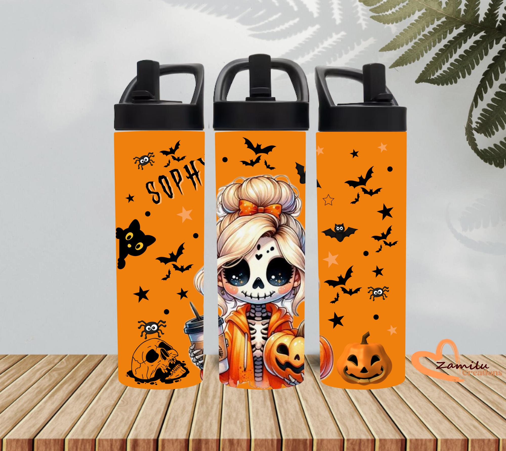 Personalized Halloween Skeleton Tumbler: Stainless Steel Custom Name Cup