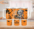 Personalized Halloween Skeleton Tumbler, 40oz Custom Name Cup with Straw, Spooky Season Travel Mug, Cute Fall Ghost Pumpkin Gift