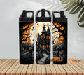Personalized Halloween Haunted House Tumbler: Spooky Gothic Travel Mug