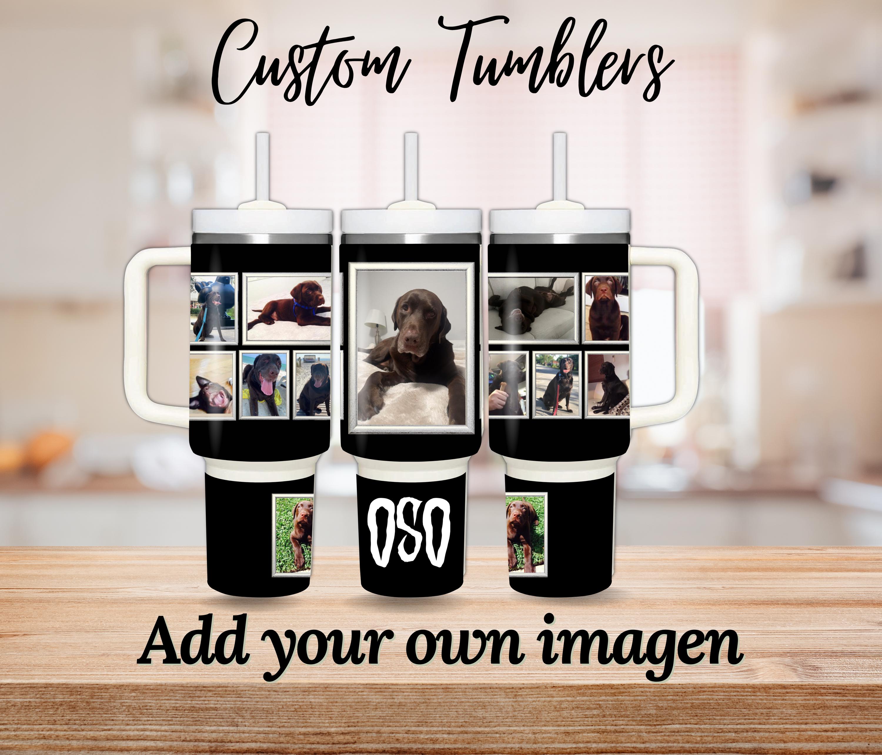 Personalized Pet Photo Tumbler with handle, Custom Picture Cup Travel Mug Dog Cat Pet Memorial Gift Christmas Gift for Her, Stainless Steel