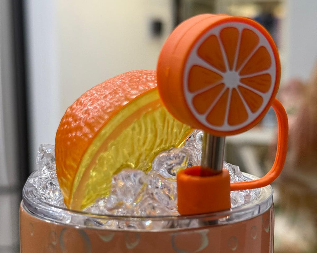 Fake Ice Fruit Tumbler Lid – Decorative Ice Effect Lid for 20 oz Tumblers – BPA-Free Drink Topper with Straw Cover