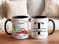 First Christmas Engaged Mug, Personalized Couple Coffee Cup, Custom Initials Christmas Gift for Fiancé, Newly Engaged Couple Gift