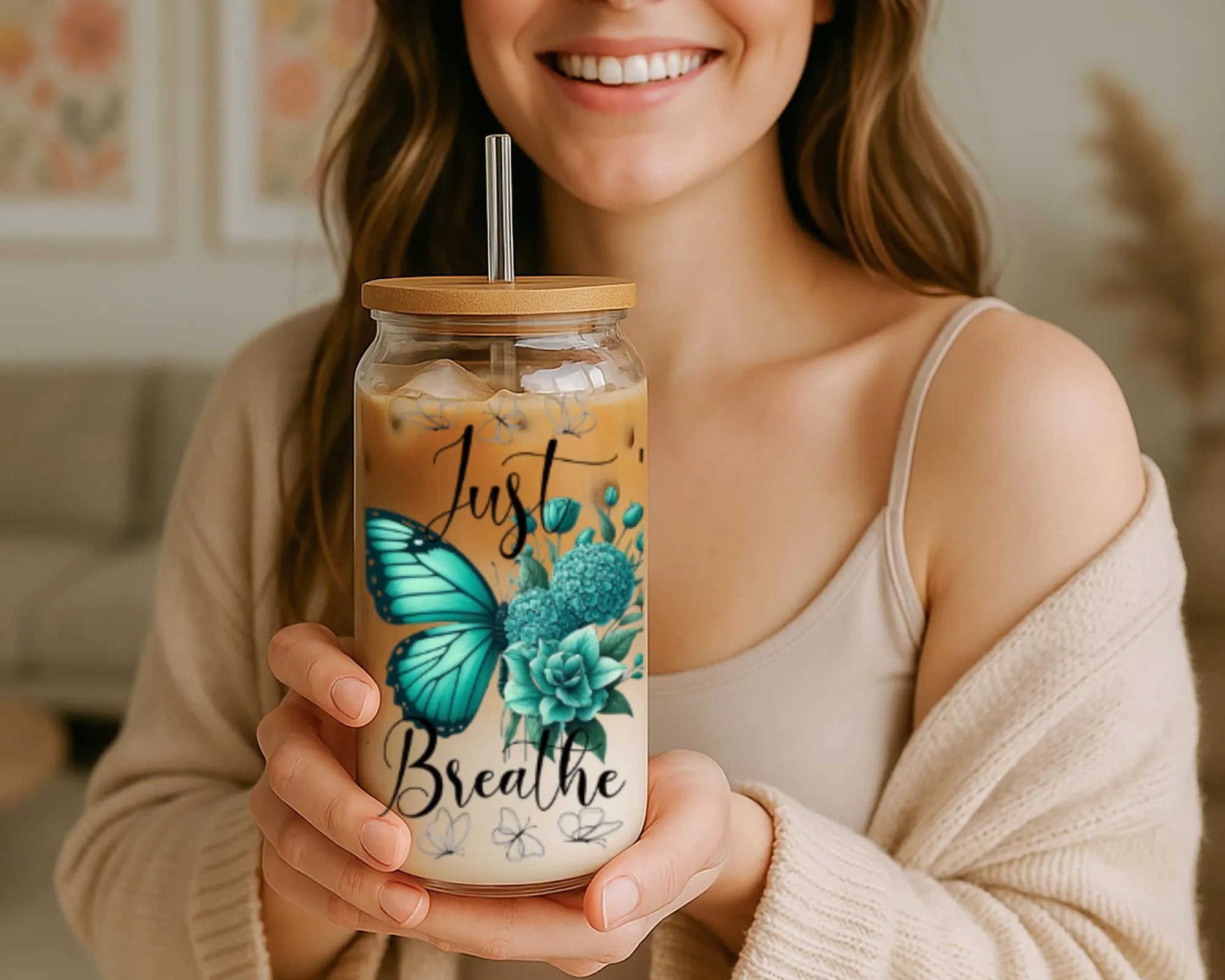 Because your mind deserves kindness too 🤍 16 Oz Glass Cup. Custom Clear or Frosted Glass CUP