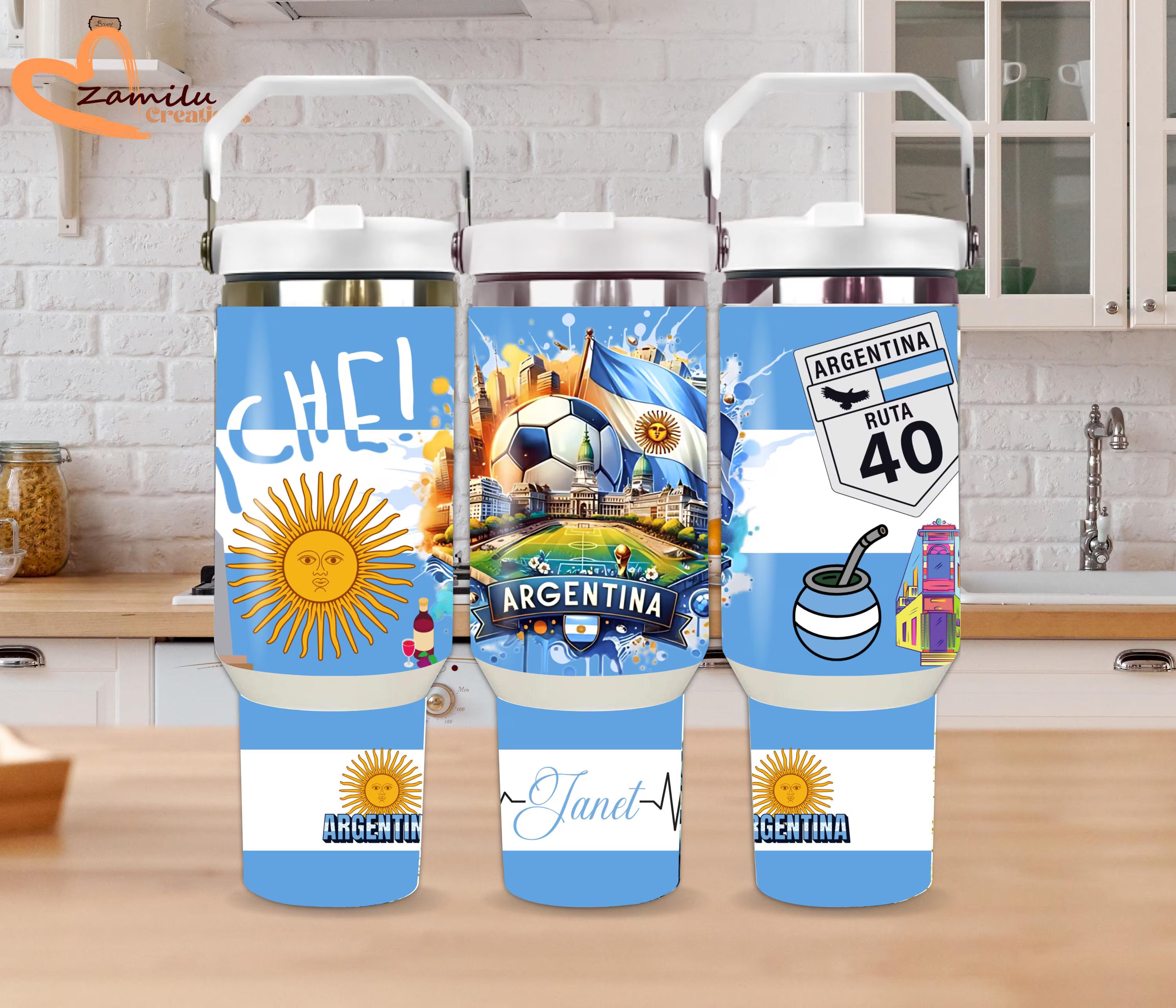 Argentina Soccer Tumbler 30oz, Personalized Stainless Steel Cup, Custom Name Argentina Cup, World Cup Fan Gift, football gift