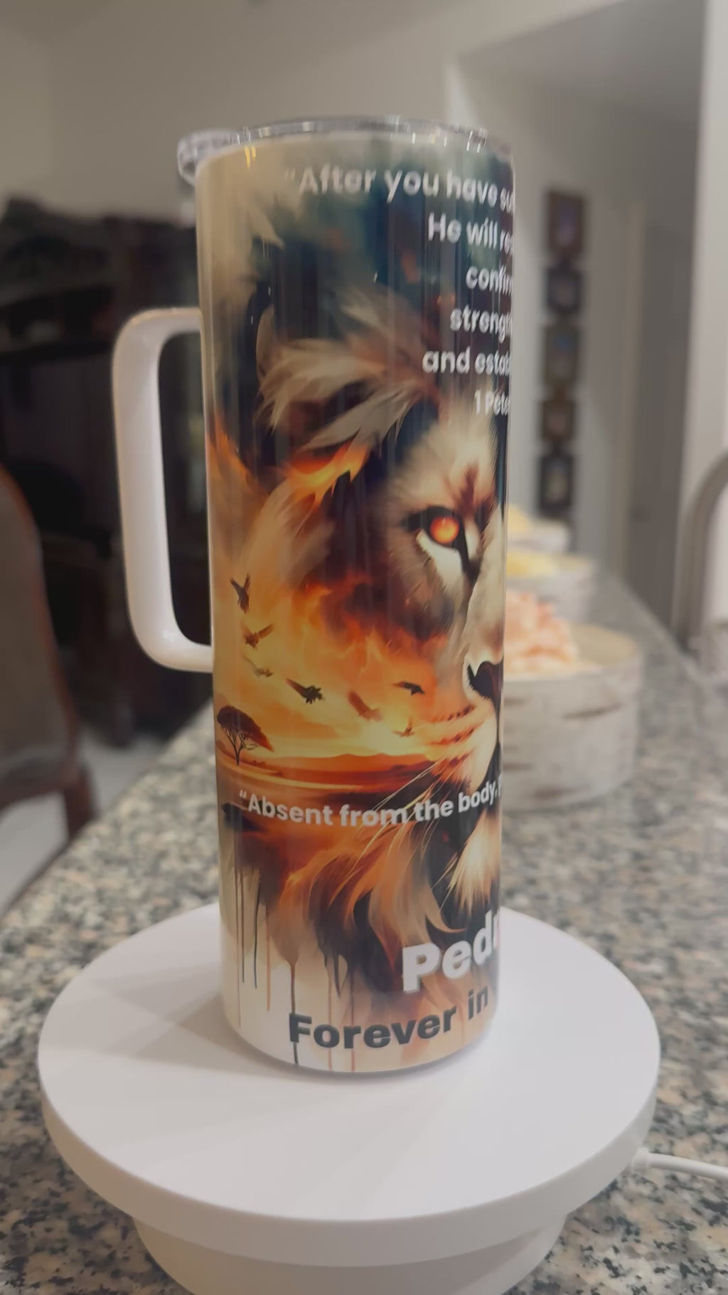 Christian Lion Tumbler 20oz – Bible Verse Faith Gift