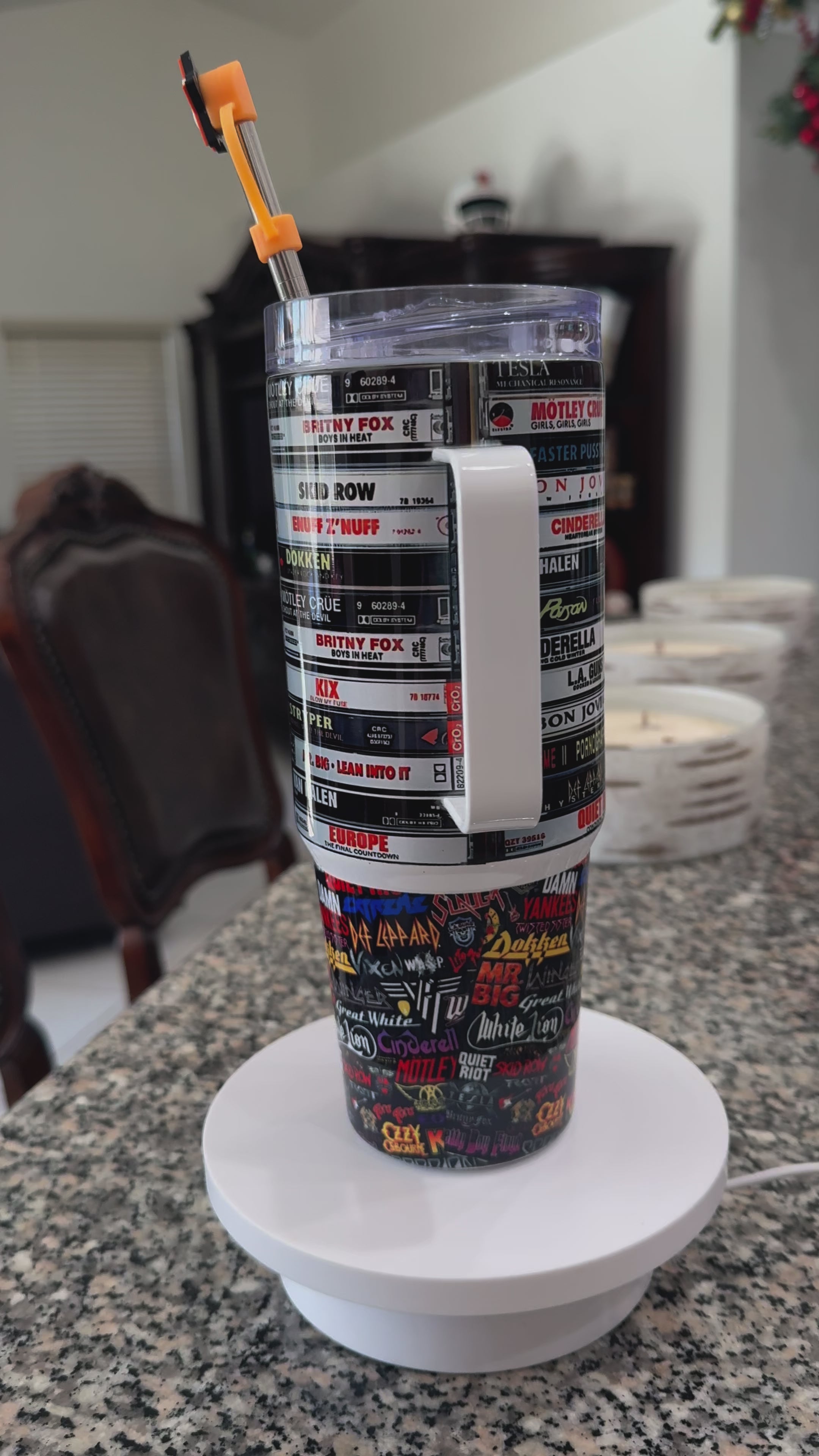 Retro 80’s Cassette Bands Tumbler – Personalized Stainless Steel Cup