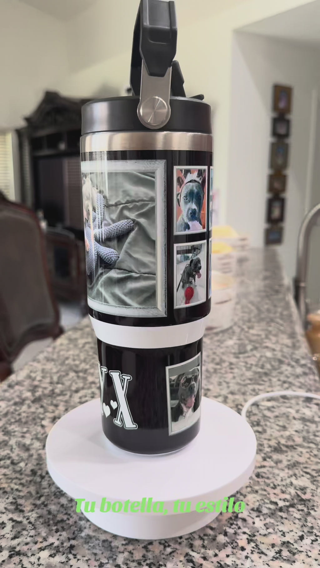 Custom Pet Photo Tumbler – 30 oz Personalized Dog Lover Water Bottle